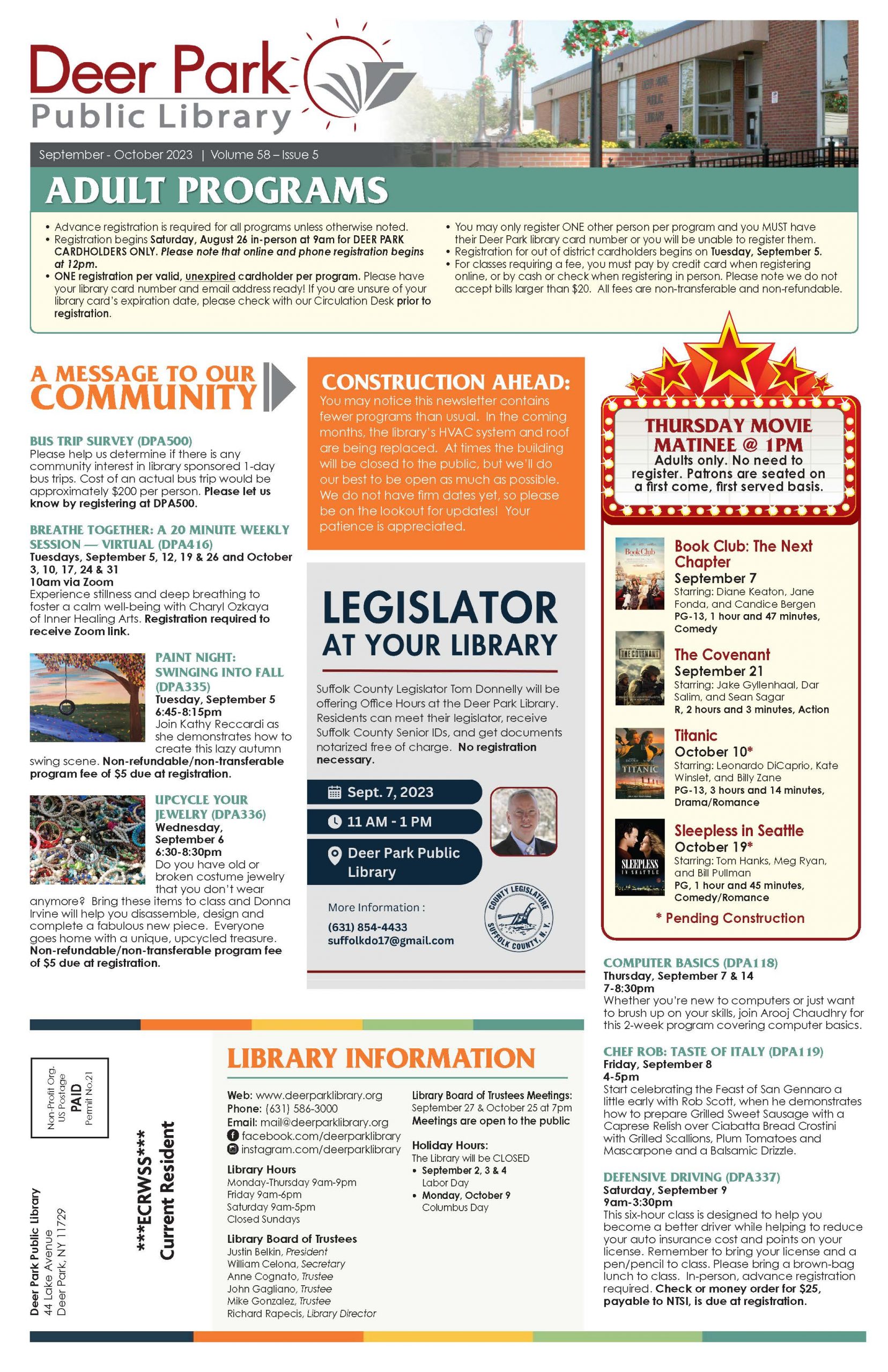 2023 September-October Newsletter 1st Page Image