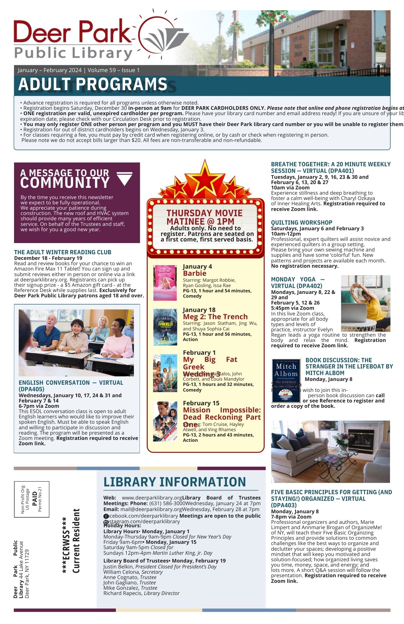 2024 January-February Newsletter 1st Page Image