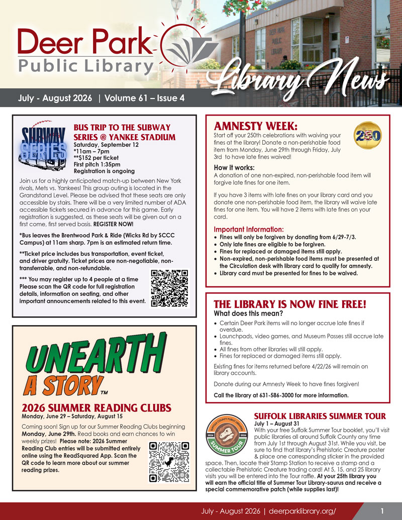 Deer Park Library July-August Newsletter